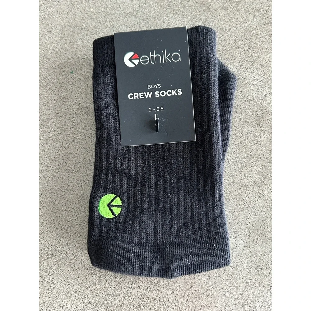 Ethika Boys Crew Socks 4 Pair Bundle Black Blue Green White Yellow Size L 2-5.5